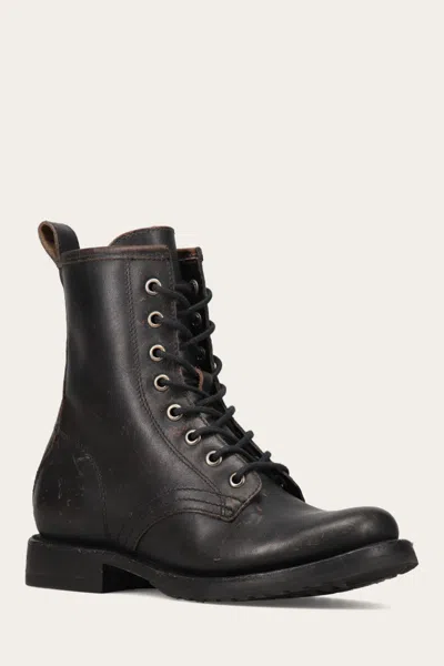 The Frye Company Frye Veronica Flex Combat Booties In Antique Black