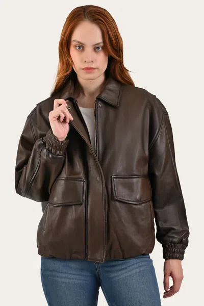 The Frye Company Harper Oversized Bomber In Brown