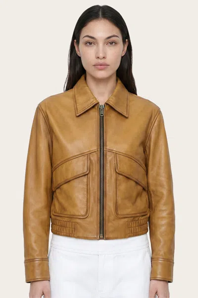 The Frye Company Kacey Cropped Barn Jacket In Mustard