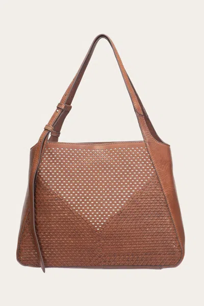 The Frye Company Woven Perf Tote In Cognac