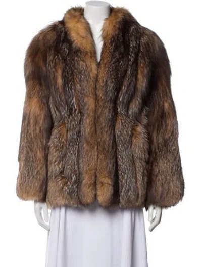 Pre-owned The Fur Centre Faux Fur Jacket In Brown