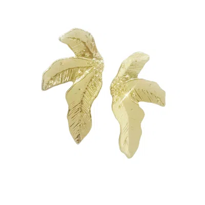 The Gala Women's Gold Abstract Leaf Stud Earrings