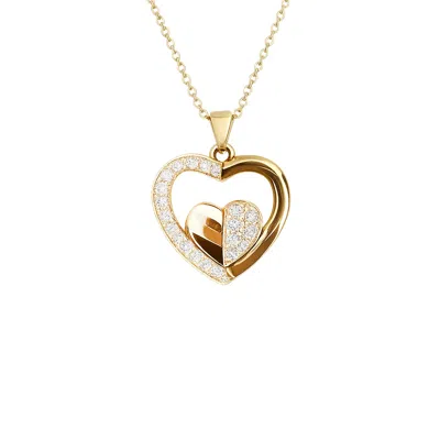 The Gala Women's Gold Double Heart Crystal Pendant Necklace