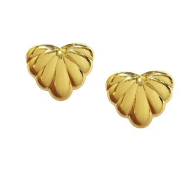 The Gala Women's Gold Fan Shell Stud Earrings