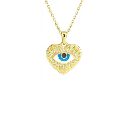 The Gala Women's Gold Heart Evil Eye Pendant Necklace