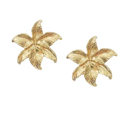 The Gala Women's Gold Leaf Flower Statement Stud Earrings