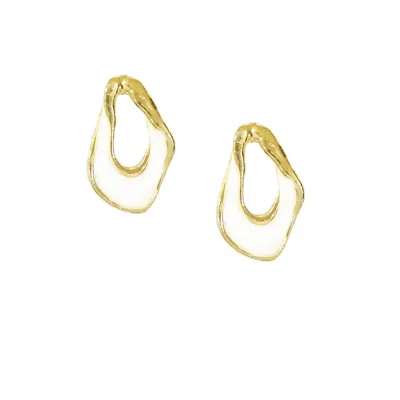 The Gala Women's Gold Molten Teardrop Cutout Stud Earrings