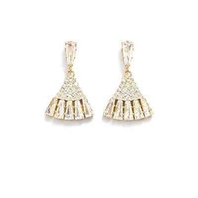 The Gala Women's Gold Radiant Fan Crystal Drop Earrings