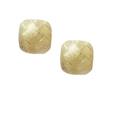 The Gala Women's Gold Textured Woven Square Stud Earrings