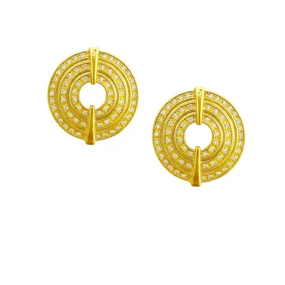 The Gala Women's Gold-tone Concentric Pave Disc Statement Earrings