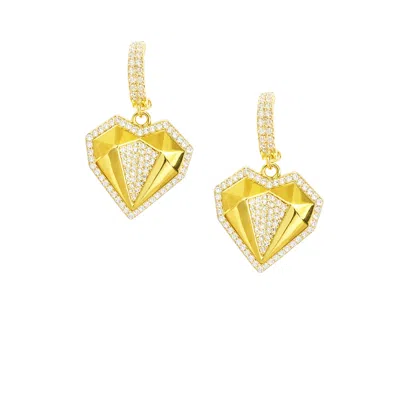 The Gala Women's Gold-tone Pavé Heart Drop Earrings