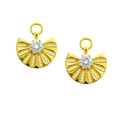 The Gala Women's Gold-tone   Sunburst Drop Earrings With Center Crystal