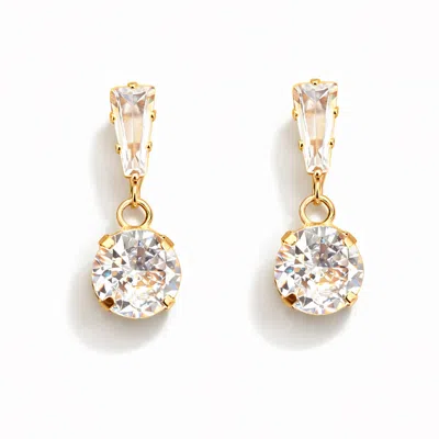 The Gala Women's Golden Crystal Drop Elegance Earrings