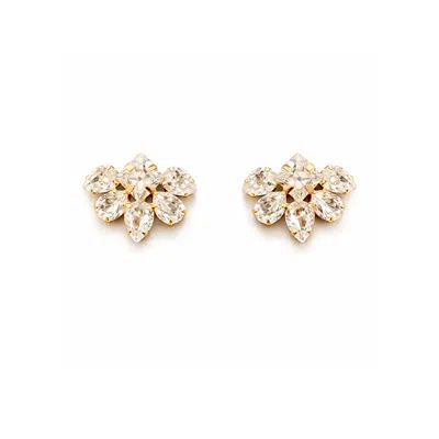 The Gala Women's Golden Crystal Floral Cluster Earrings