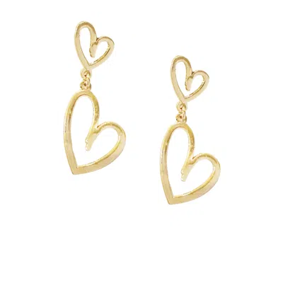 The Gala Women's Golden Double-heart Drop Earrings