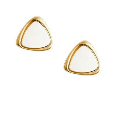 The Gala Women's Golden Enamel Triangle Stud Earrings
