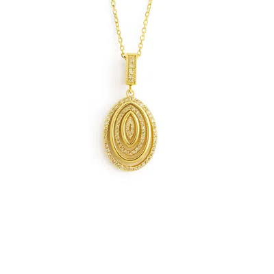 The Gala Women's Golden Multi-halo Oval Pendant Necklace