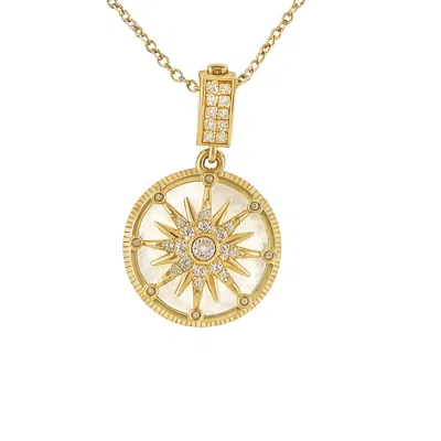 The Gala Women's Golden Sunburst Mother Of Pearl Pendant Necklace