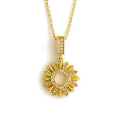 The Gala Women's Golden Sunburst Open Circle Pendant Necklace