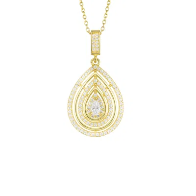 The Gala Women's Golden Teardrop Halo Pendant Necklace