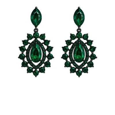 The Gala Women's Green Emerald Marquise Halo Earrings