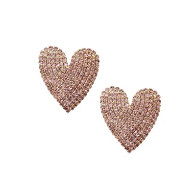 The Gala Women's Love Pink Crystal Heart Earring