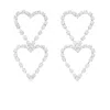 The Gala Women's Silver Amora Double Heart Crystal Earrings In White