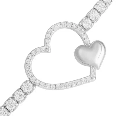 The Gala Women's Silver Amore Dual Heart Bracelet