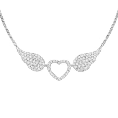 The Gala Women's Silver Angel Heart Necklace