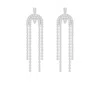The Gala Women's Silver Arch Fringe Crystal Earrings In White