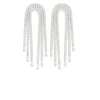 The Gala Women's Silver Arch Fringe Statement Earrings In White