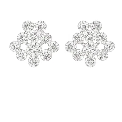 The Gala Women's Silver Blooming Cluster Statement Earrings In White