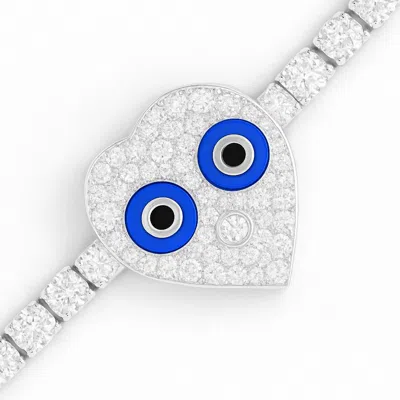 The Gala Women's Silver / Blue Evil Eye Heart Bracelet In Multi