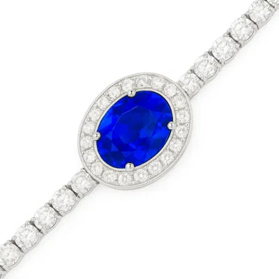 The Gala Women's Silver / Blue Sapphire Halo Bracelet In Multi