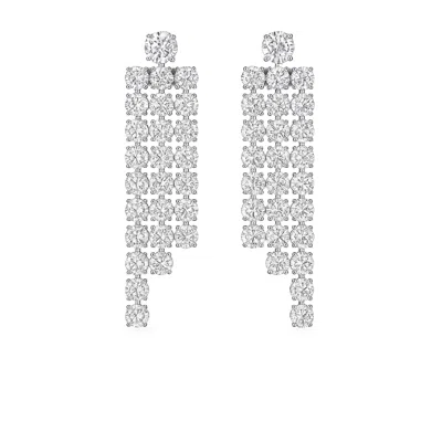 The Gala Women's Silver Cascading Crystal Column Earrings