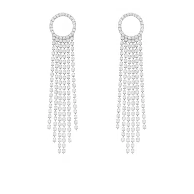 The Gala Women's Silver Circle Cascade Crystal Earrings In Gray