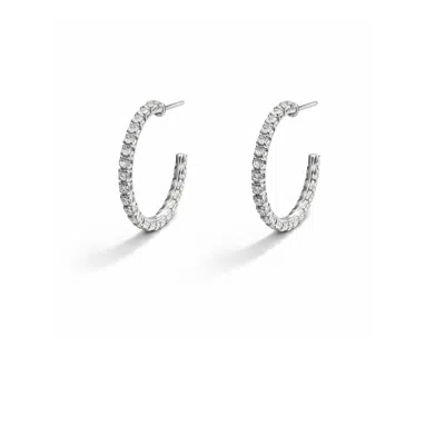 The Gala Women's Silver Classic Crystal Hoop Earrings