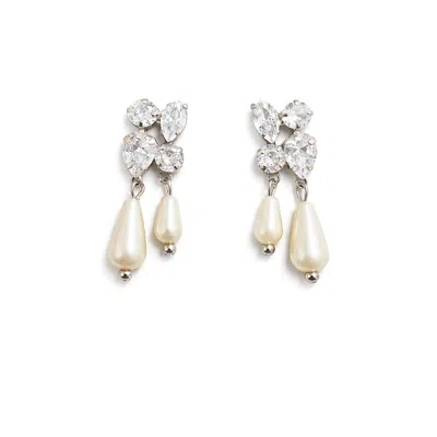 The Gala Women's Silver Crystal & Pearl Drop Earrings