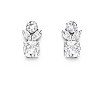 The Gala Women's Silver Crystal Blossom Statement Earrings
