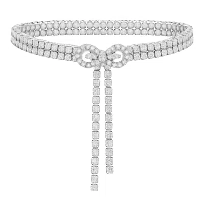 The Gala Women's Silver Crystal Bow Choker