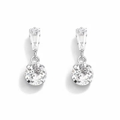 The Gala Women's Silver Crystal Drop Elegance Earrings