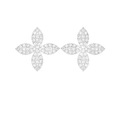 The Gala Women's Silver Crystal Fleur Statement Earrings