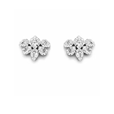The Gala Women's Silver Crystal Floral Cluster Earrings