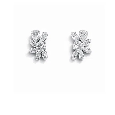 The Gala Women's Silver Crystal Floral Cluster Stud Earrings