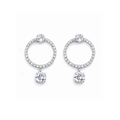 The Gala Women's Silver Crystal Halo Drop Earrings