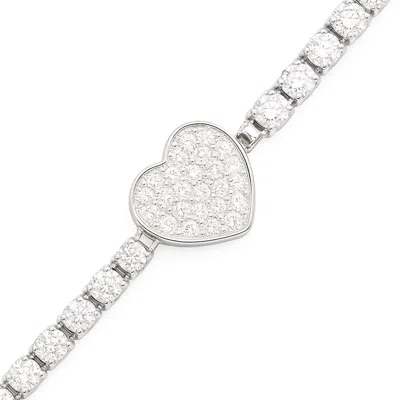 The Gala Women's Silver Crystal Heart Bracelet
