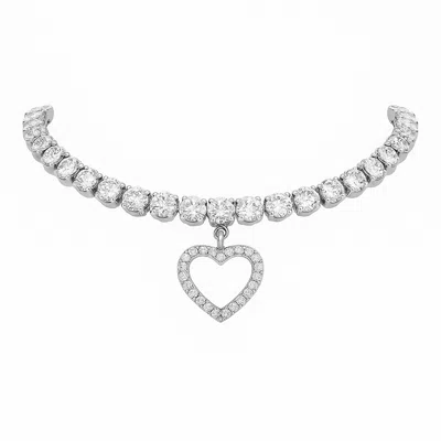 The Gala Women's Silver Crystal Heart Choker
