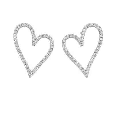 The Gala Women's Silver Crystal Heart Statement Earrings