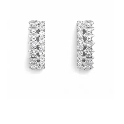 The Gala Women's Silver Crystal Pavé Bar Earrings