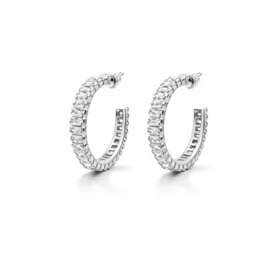 The Gala Women's Silver Crystal Pavé Hoop Earrings